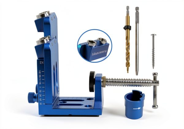 Pocket Hole Jig Kit with Adjustable Drill Guide, Stop Collars, 30PCS Screws & Plugs, Allen Wrench – Complete Woodworking Joinery System-2