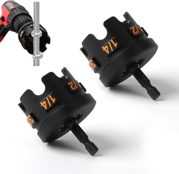 Nut Spinning Drill Attachment for 1/4", 3/8", 1/2" Threaded Rods, Hex Shank Nut Extractor Attachment for Power Drills, Bolt Removal Tool for Conduit Racks, Strut Channel Systems-8