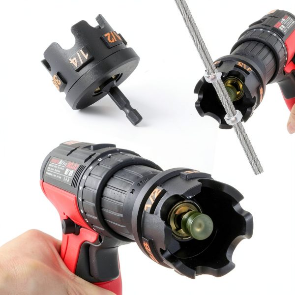 Nut Spinning Drill Attachment for 1/4", 3/8", 1/2" Threaded Rods, Hex Shank Nut Extractor Attachment for Power Drills, Bolt Removal Tool for Conduit Racks, Strut Channel Systems-2