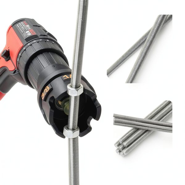 Nut Spinning Drill Attachment for 1/4", 3/8", 1/2" Threaded Rods, Hex Shank Nut Extractor Attachment for Power Drills, Bolt Removal Tool for Conduit Racks, Strut Channel Systems-1