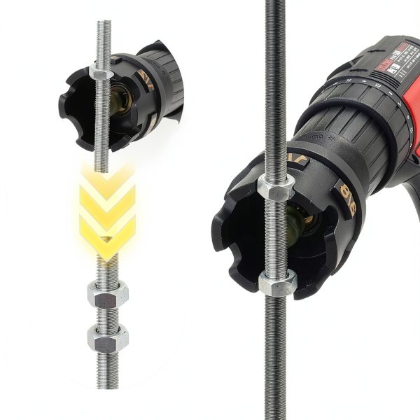 Nut Spinning Drill Attachment for 1/4", 3/8", 1/2" Threaded Rods, Hex Shank Nut Extractor Attachment for Power Drills, Bolt Removal Tool for Conduit Racks, Strut Channel Systems-3