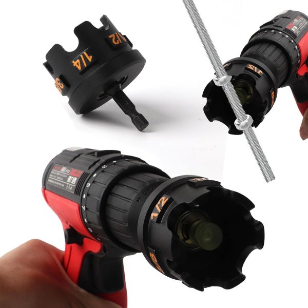 Nut Spinning Drill Attachment for 1/4", 3/8", 1/2" Threaded Rods, Hex Shank Nut Extractor Attachment for Power Drills, Bolt Removal Tool for Conduit Racks, Strut Channel Systems-4