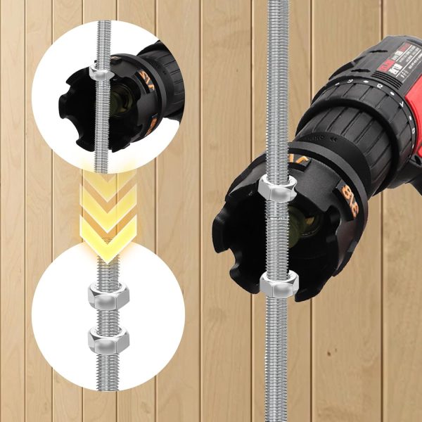 Nut Spinning Drill Attachment for 1/4", 3/8", 1/2" Threaded Rods, Hex Shank Nut Extractor Attachment for Power Drills, Bolt Removal Tool for Conduit Racks, Strut Channel Systems-5
