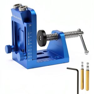 Pocket Hole Jig Kit with Adjustable Drill Guide, Stop Collars, 30PCS Screws & Plugs, Allen Wrench – Complete Woodworking Joinery System-0