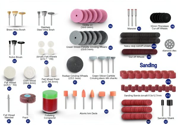 HARDELL Rotary Tool Accessories Kit 282pcs 1/8" Shank Compact Case-1